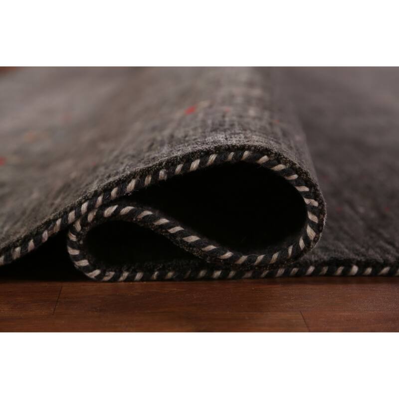Hand Knotted Oriental 100% Wool Carpet Tribal Animal Pictorial Greys & Charcoal Gabbeh Area Rug - 11' 3'' X 8' 11''