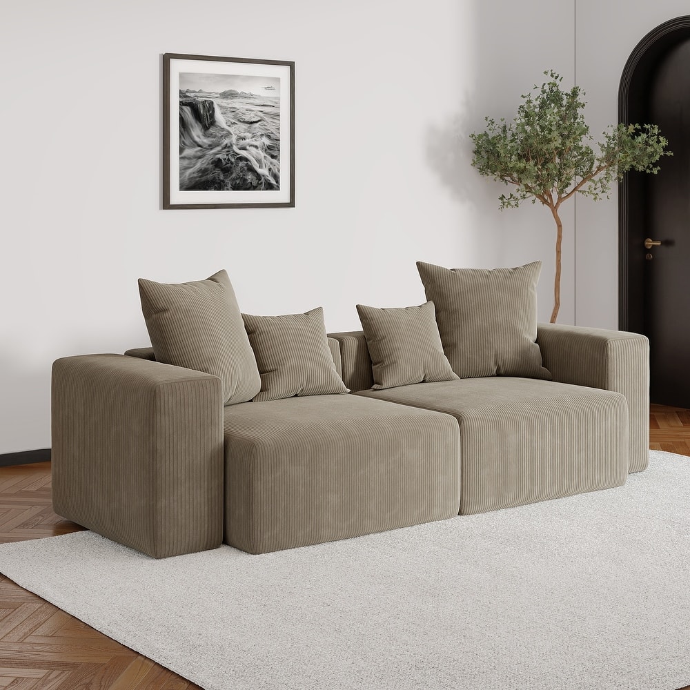 Oversized Corduroy Upholstery Modular Sofa No Assembly