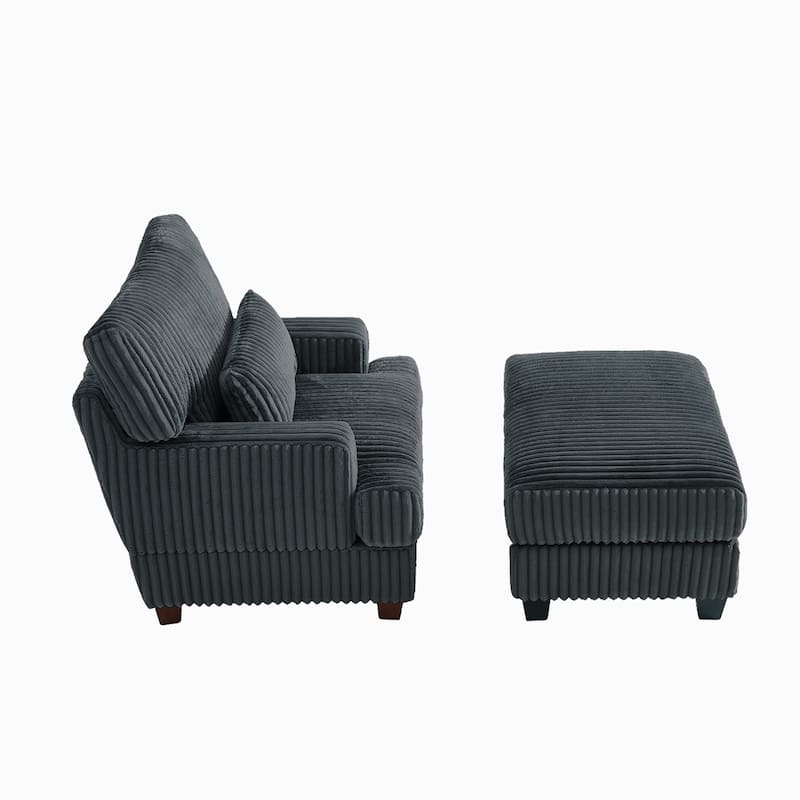Oversized Chaise Longue Accent Chair with Ottoman