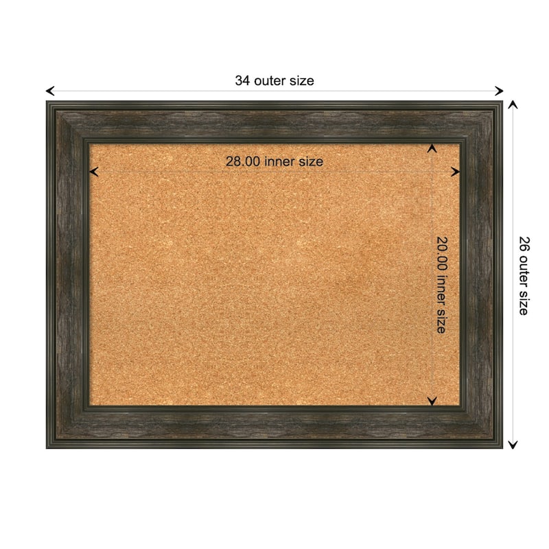 Rail Rustic Char Framed Natural Corkboard Bulletin Board - Board Size 28x20