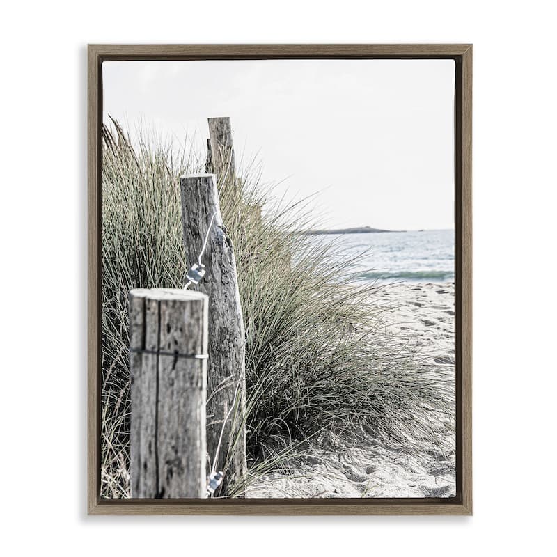 Stupell Coastal Beach Landscape Framed Floater Canvas Wall Art Design by Incado - 25 x 31 - Brown