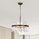 preview thumbnail 35 of 42, Casandra 5-light Drum Crystal Glass Chandelier - 18.5 inches in diameter x 16.5 inches H Bronze