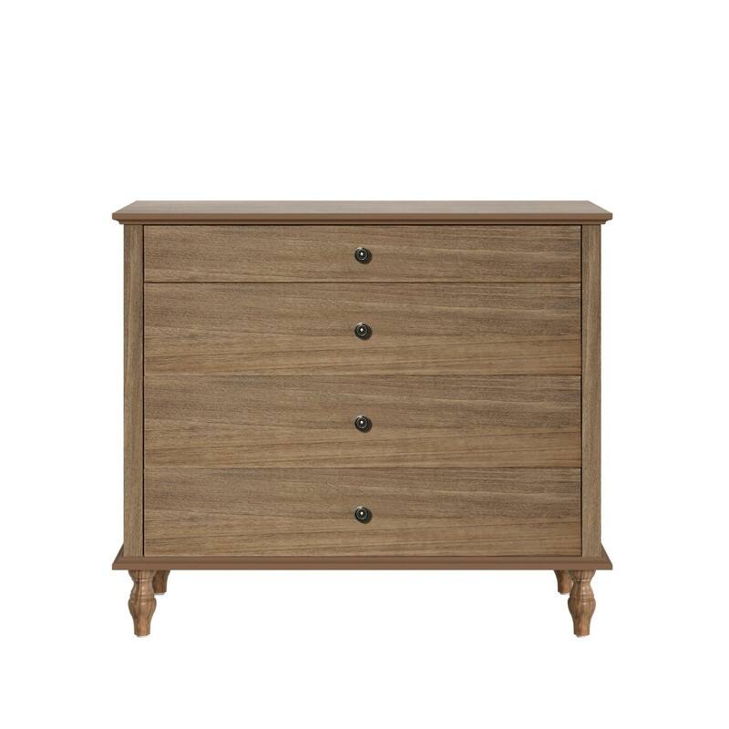 Antique Style 4-Drawer Wood Dresser