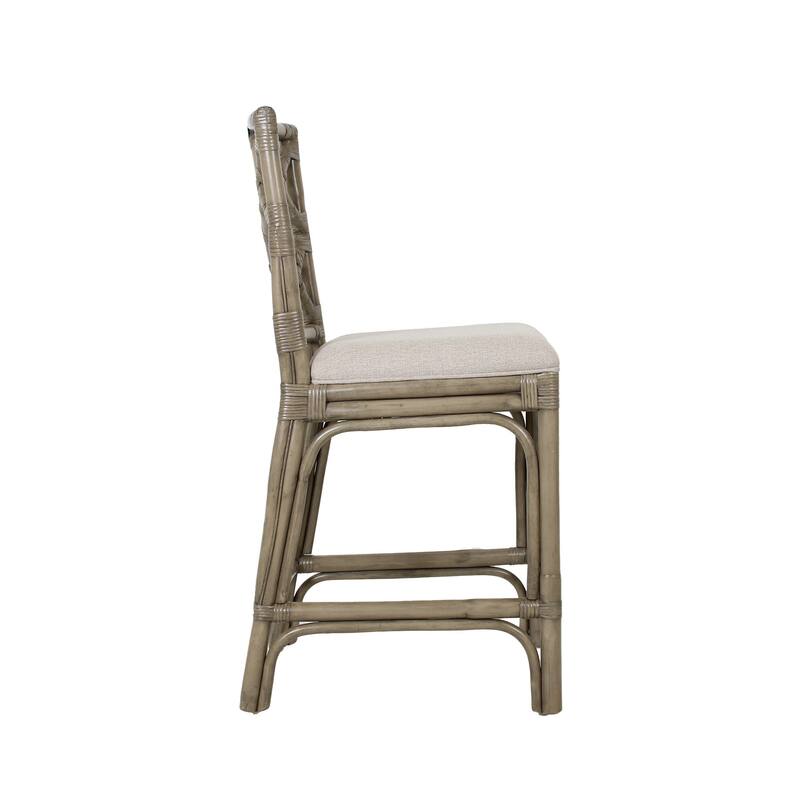 Natural Rattan Handmade Chippendale Single Cushioned Bar Stool by East at Main