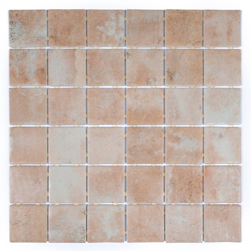 Lucenza 12x12 in. Matte Recycled Glass Uniform Square Mosaic Wall and Floor Tile (10.6 sq ft/case, 10-Pack) - Clay Beige