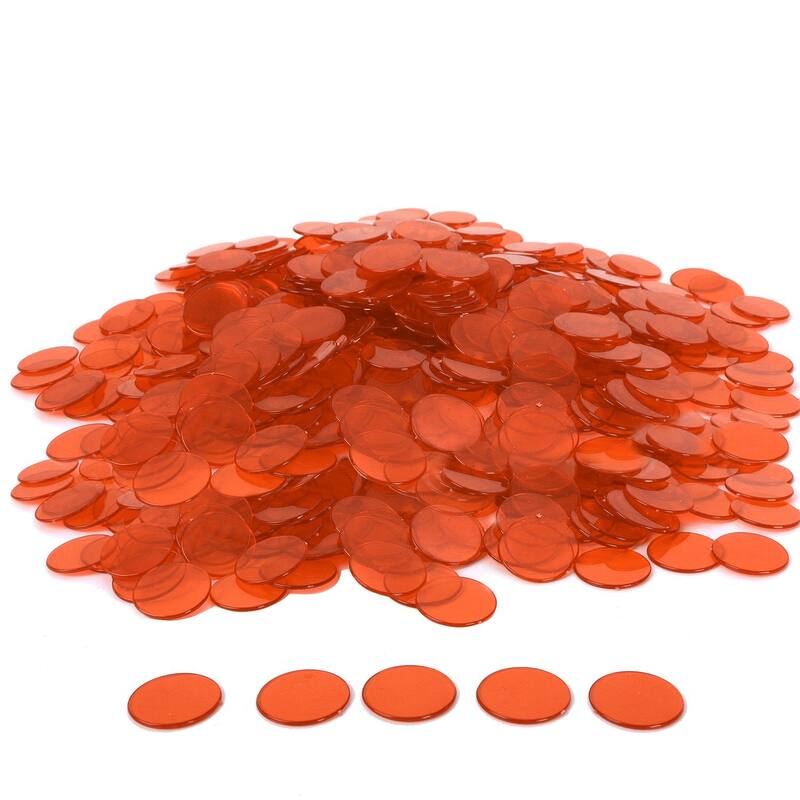 GSE™ 500-Pack 3/4-inch Plastic Bingo Chips for Bingo Game, Counting, Sorting, Science, Educational Markers - Orange