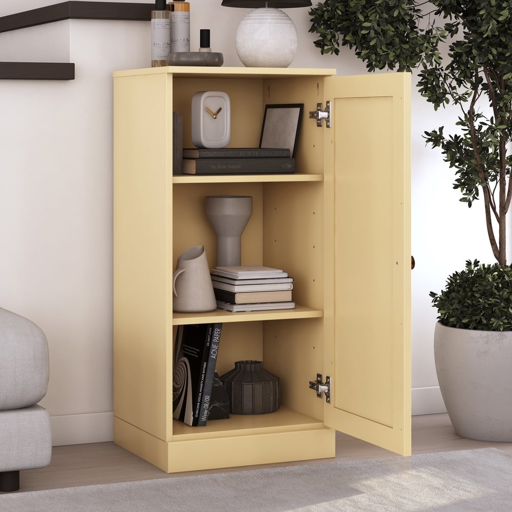 Palace Imports 100% Solid Wood 3-Shelf Bookcase with Shaker Door and Adjustable Shelves