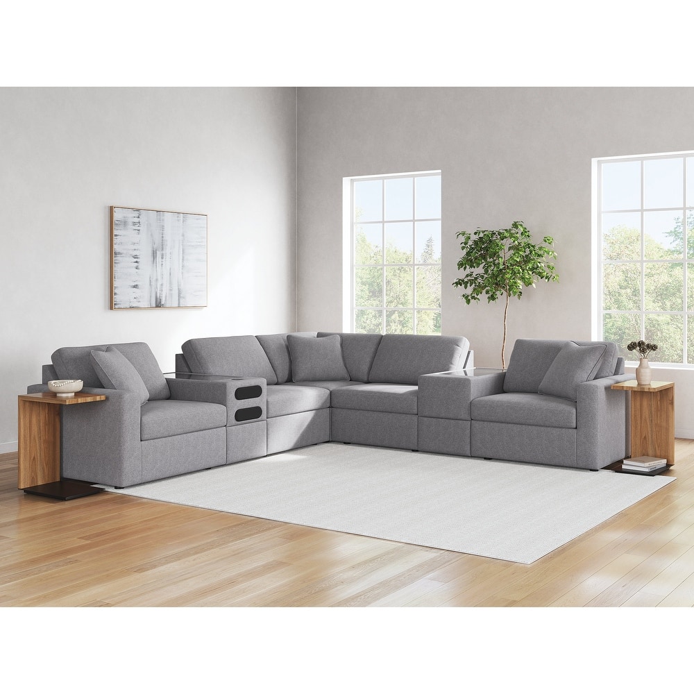 Signature Design by Ashley Modmax 7-Piece Balanced Sectional with Audio and Storage Consoles - 124" W x 124" D x 36" H