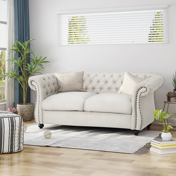 Somerville Chesterfield Polyester Loveseat By Christopher Knight Home On Sale Overstock 22539018