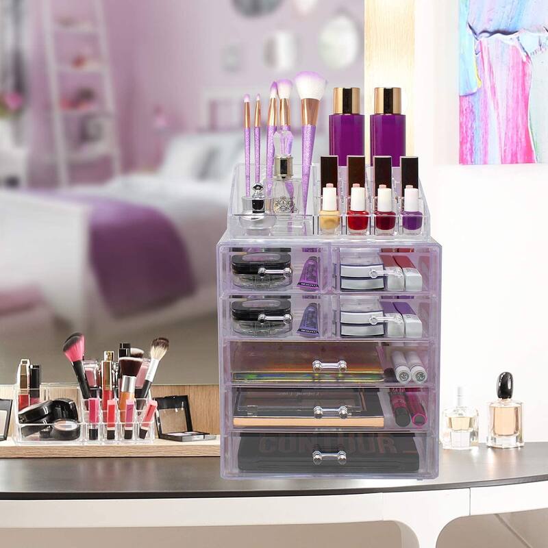 Sorbus Acrylic Cosmetic Makeup and Jewelry Storage Case Display - 3 Large, 4 Small Drawers