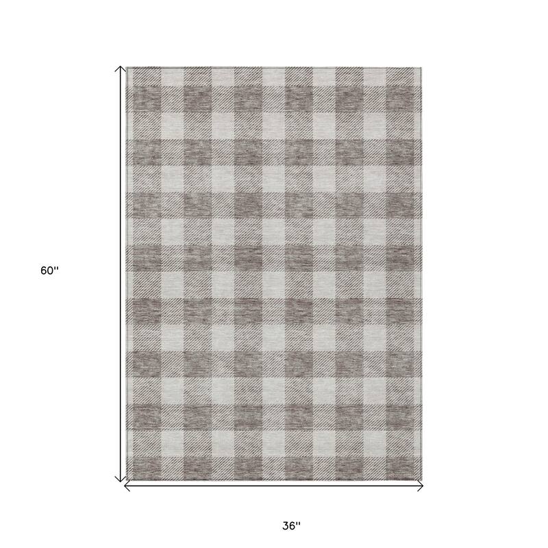 HomeRoots Plaid Transitional Rectangle Outdoor Rug