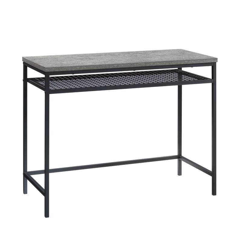 Wood Writing Desk with Adjustable Shelves, Gray