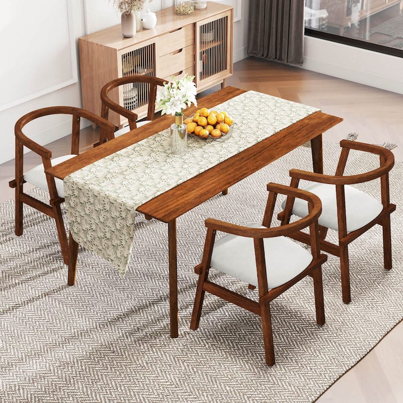 Costway Wooden Dining Chairs Set of 2/4 with Wrap-around Armrest &
