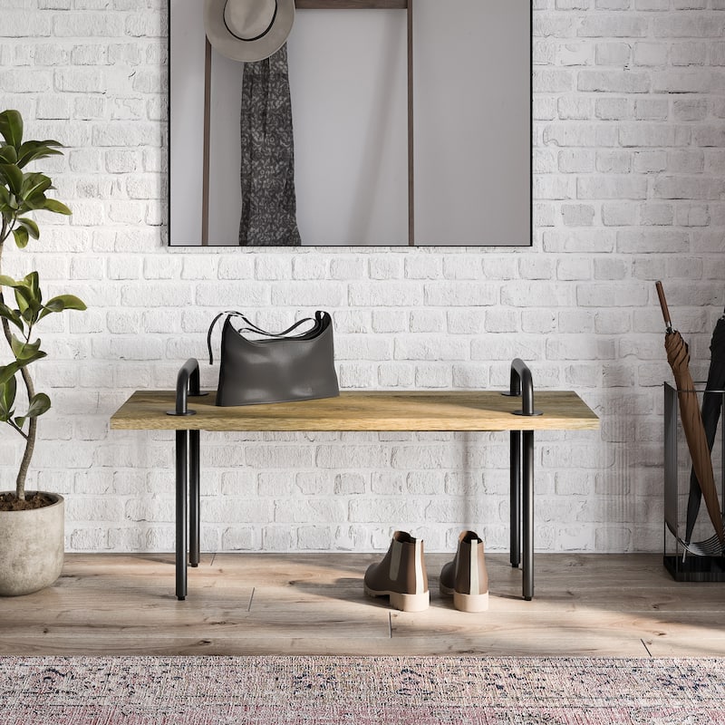 WYNDENHALL Sera SOLID MANGO WOOD 42 inch Wide Industrial Entryway Bench in Natural - 42 Inches wide - Natural