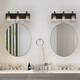 Farmhouse 3-Light Bronze Bathroom Vanity Lights Metal Cage Wall Sconces with Seeded Glass - 22" L x 6" W x 10" H