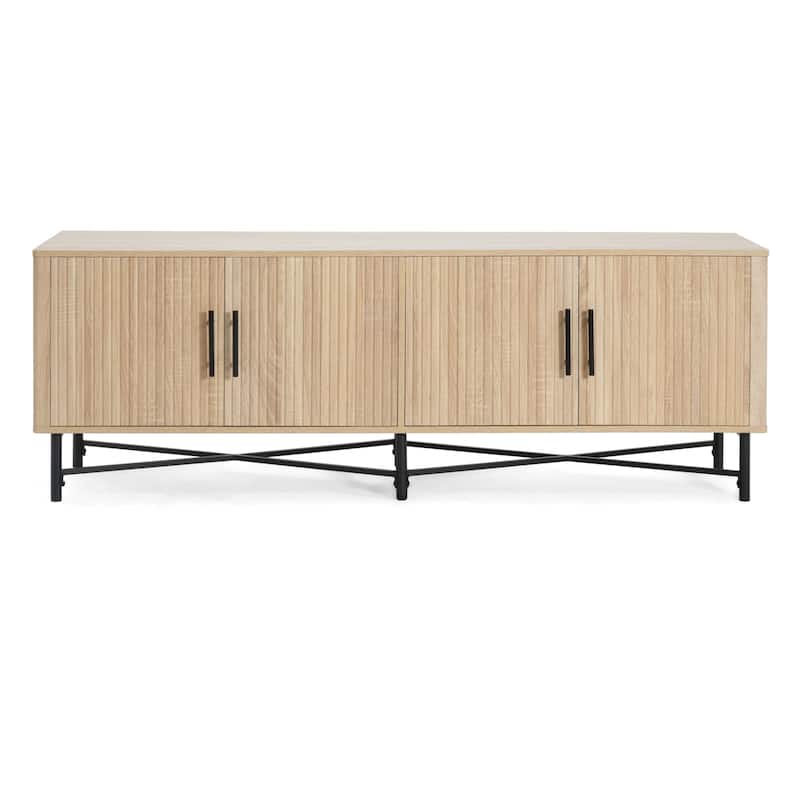 Functional 4-Door TV Cabinet - 2 Storage Spaces, Adjustable Shelves