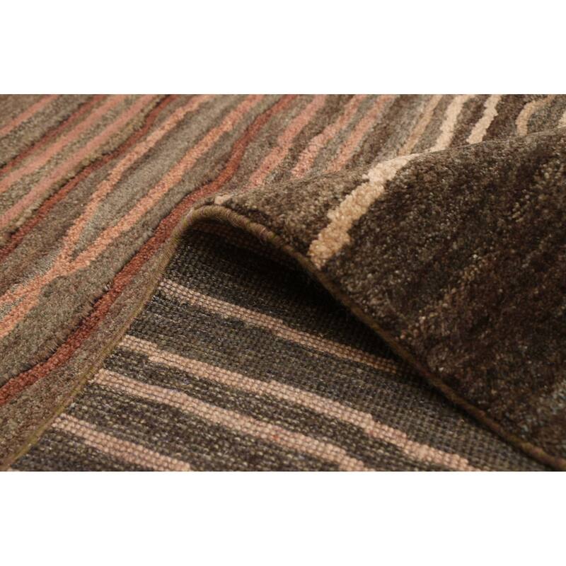 ECARPETGALLERY Hand-knotted Peshawar Ziegler Dark Brown, Taupe Wool Rug - 5'1 x 7'0