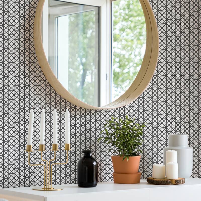 A-Street Prints Lisbeth Black Geometric Lattice Wallpaper