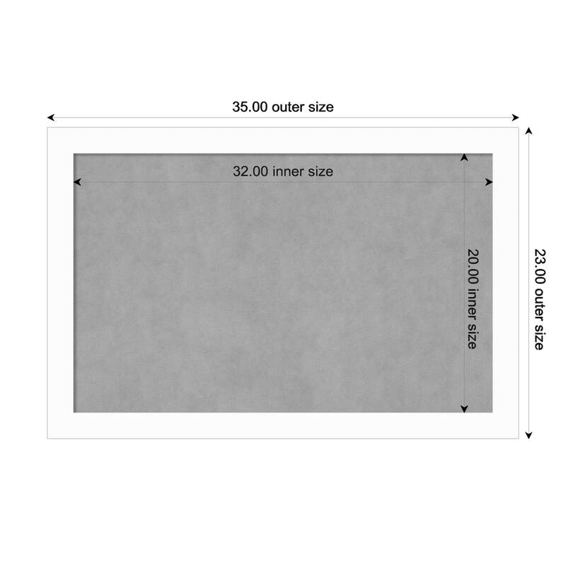 Amanti Art Basic White Narrow Framed Magnetic Board - Board Size 32x20