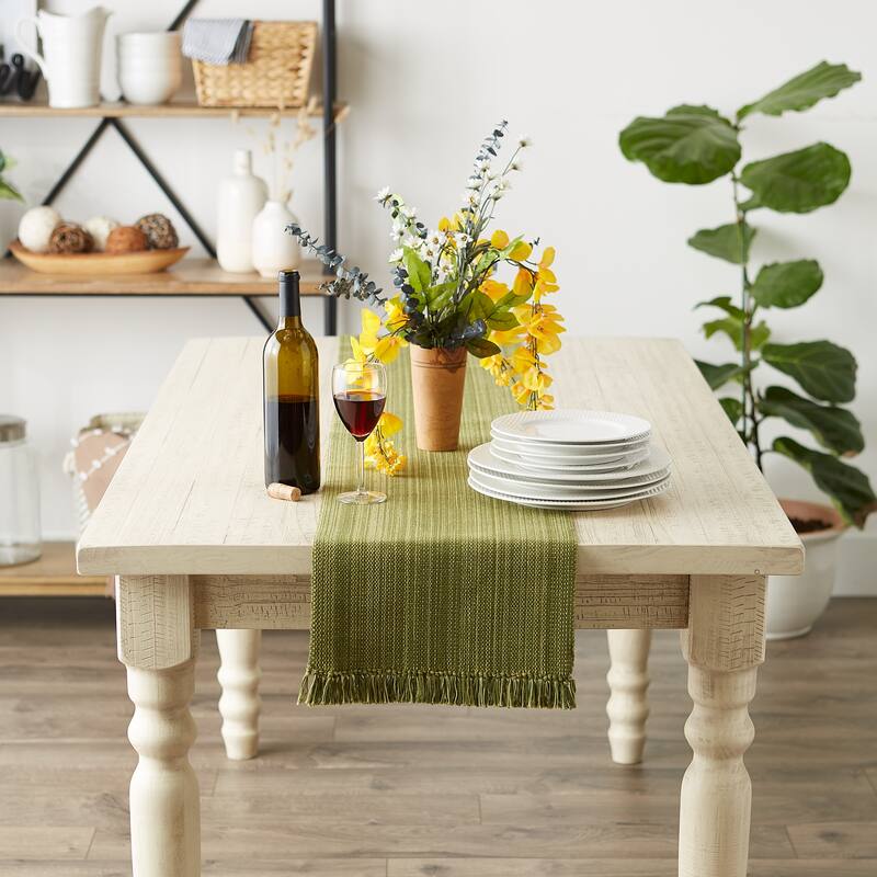 DII Variegated Taupe Fringe Table Runner 13x72