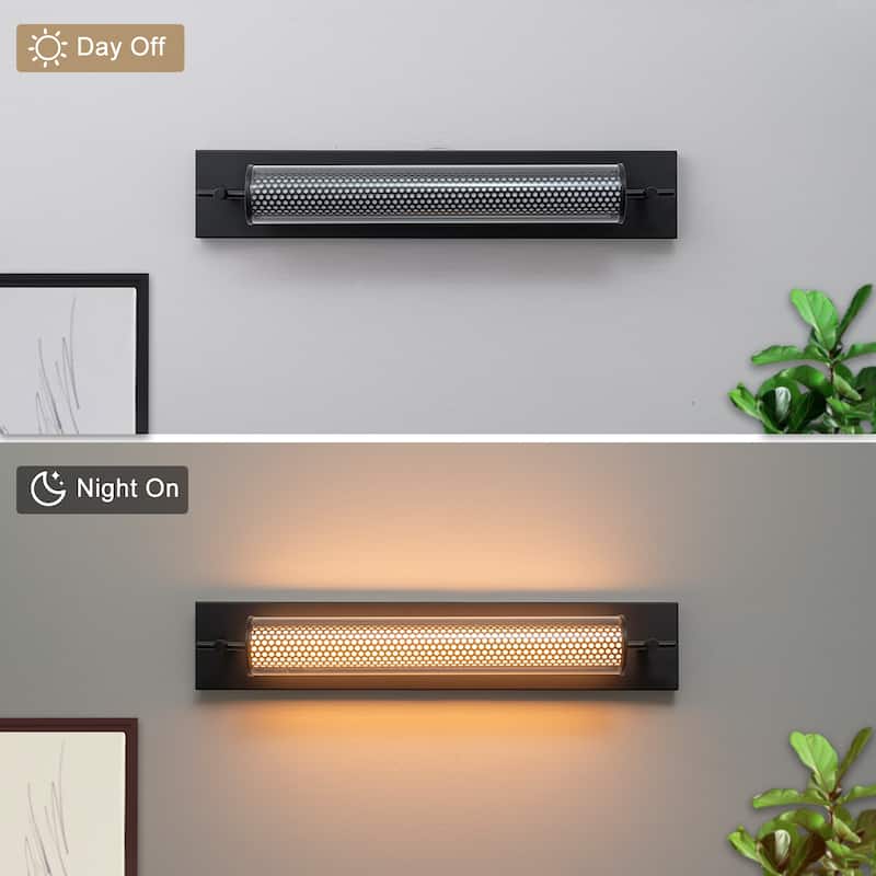 Modern Black LED Vanity Light Cylinder Glass Shades Dimmable Bathroom