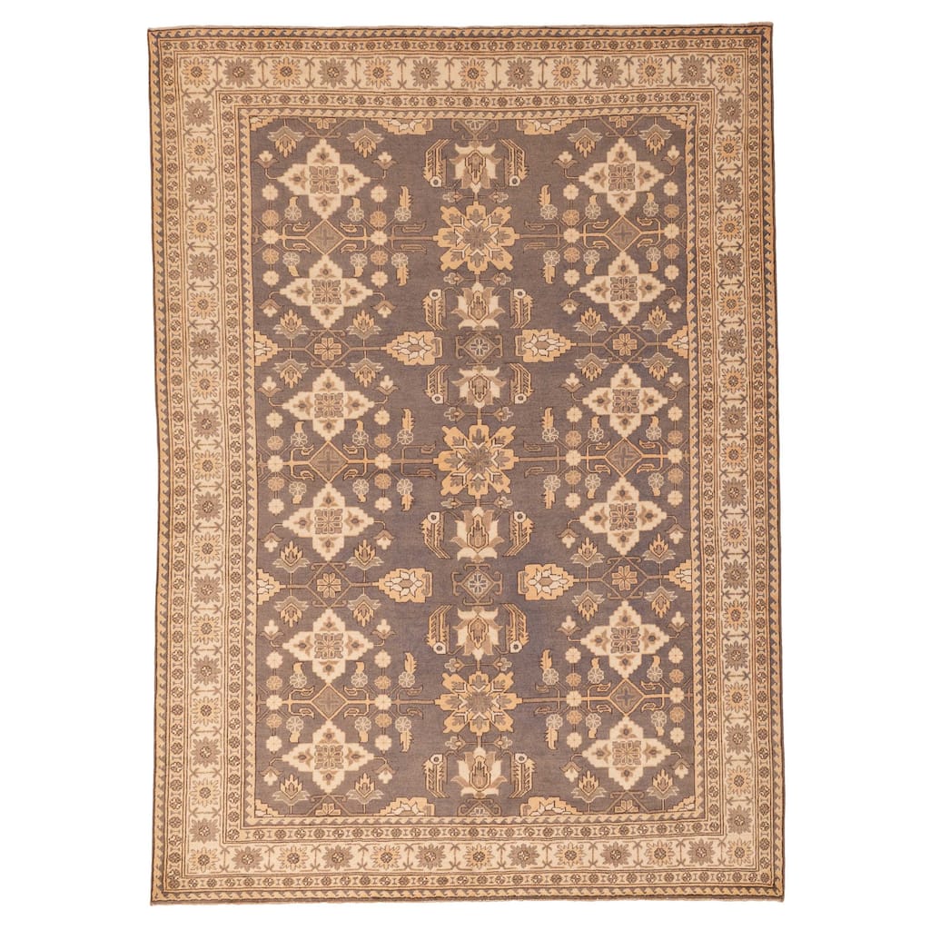 ECARPETGALLERY Hand-knotted Finest Kargahi Grey Wool Rug - 6'10 x 9'4