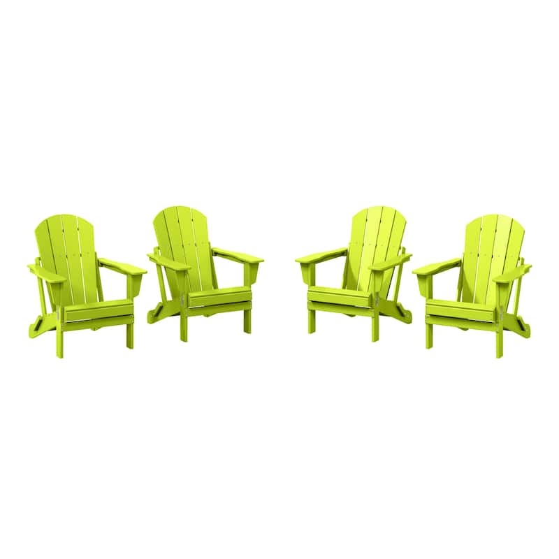 Polytrends Laguna Weather Resistant Outdoor Patio Folding Adirondack Chairs (Set of 4) - Lime