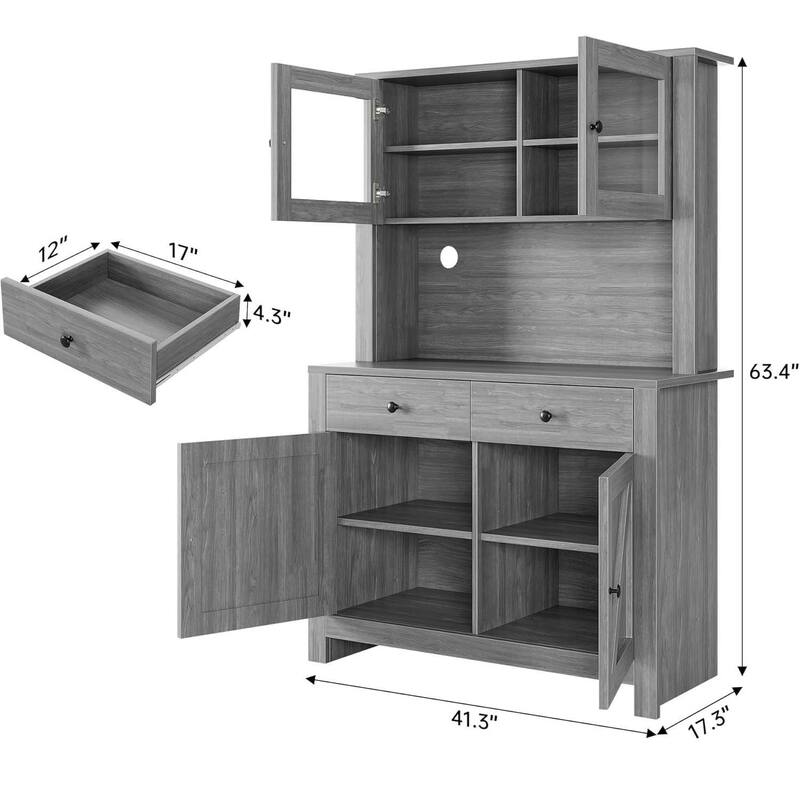 Freestanding Hutch Kitchen Pantry Storage Cabinet for Kitchen, Living Room - N/A