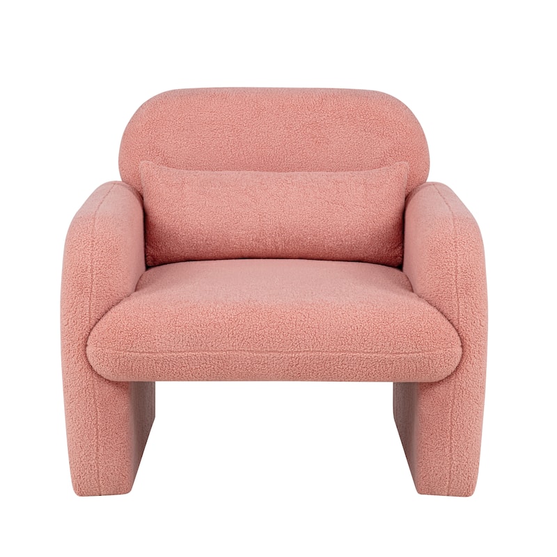 Teddy Fleece Accent Chair with Pillow for Living Room/Bedroom (350lb Capacity)