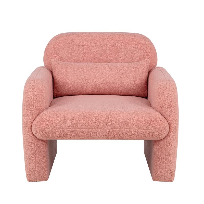 Teddy Fleece Single Sofa Chair with Arms & Pillow