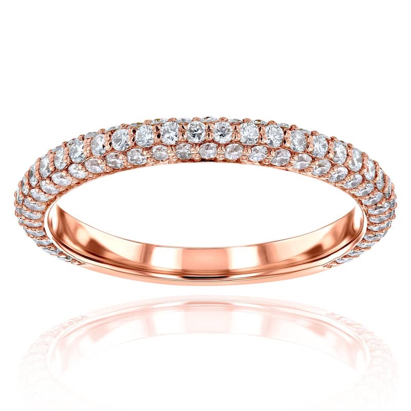 Kobelli 0.8 Carats Lab Grown Diamond Solid 14k Gold Near Eternity Micro Pave Beverly Ring - Rose - 6