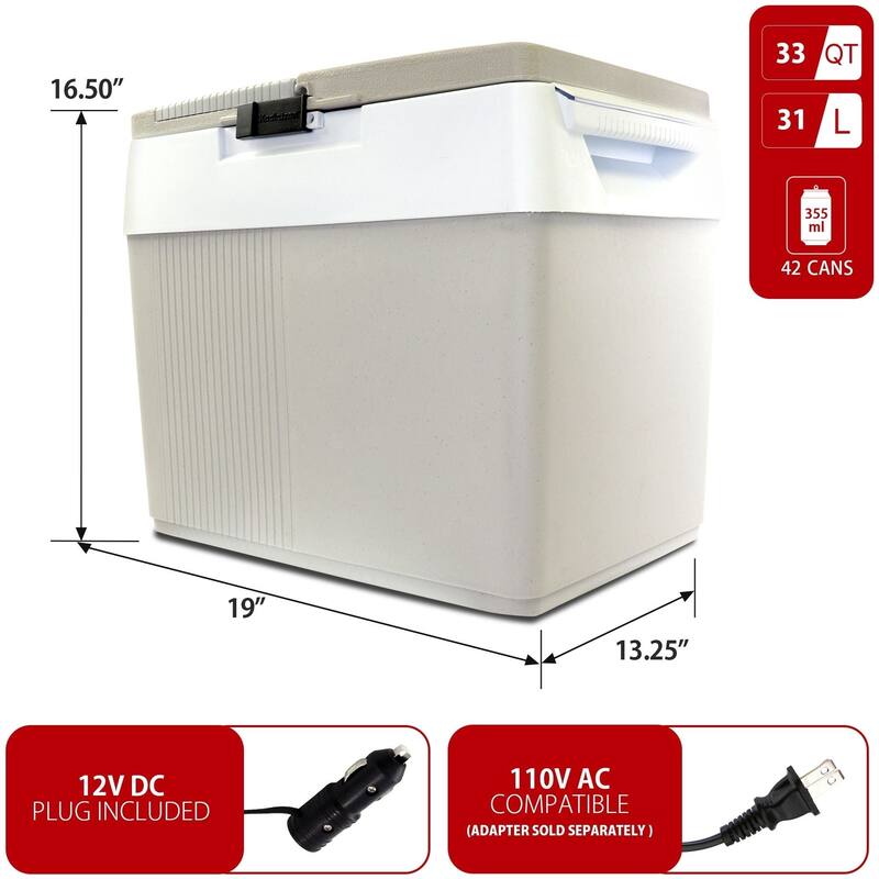 Koolatron Thermoelectric Iceless 12V Cooler/Warmer 33 qt (31 L), Gray