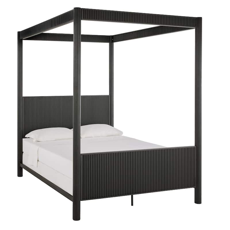 Monson Black Finish Metal Canopy Queen Bed by iNSPIRE Q Modern