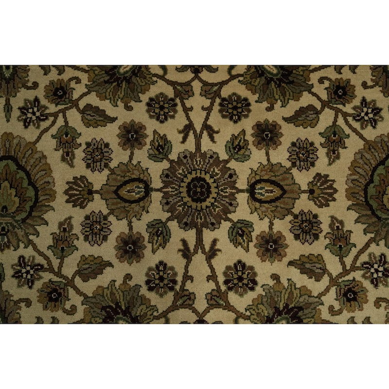 Hand Knotted Oriental 100% Wool Carpet Traditional All-Over Beige & Ivories Agra Area Rug - 9' 10'' X 8' 2''