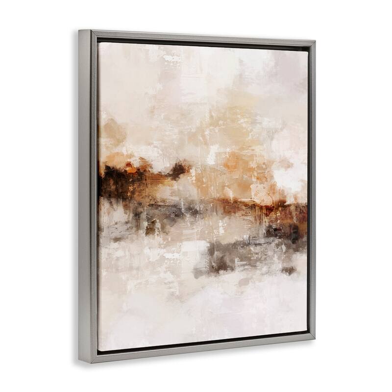 Stupell Beige & Brown Abstract Framed Floater Canvas Wall Art Design by Ros Ruseva