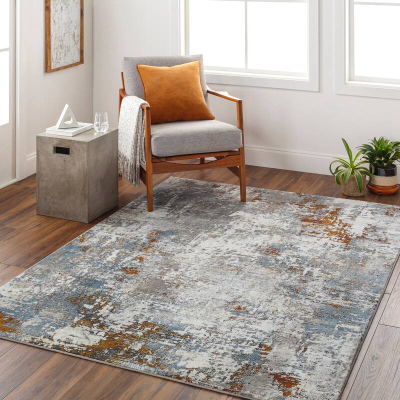 Artistic Weavers Charvi Modern Abstract Area Rug - 5' 3" x 7' 3" - Rust/Blue