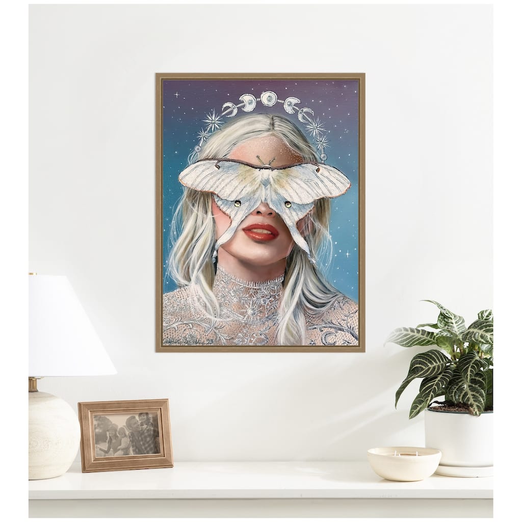 Kate and Laurel Moon Witch by Charlotte Brindley Framed Canvas Wall Art Print