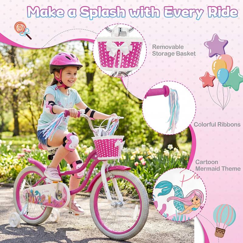 Gymax 18'' Kids Bike Toddler Bicycle w/ Training Wheels Hand & Coaster