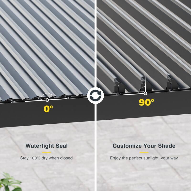 Patio Louvered Pergola with Adjustable Roof, Aluminum Steel Pergola