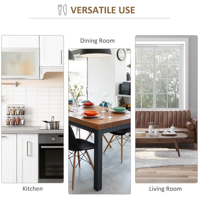 HOMCOM Fluted-Style Wooden Kitchen Island, Storage Cabinet with Drawer, Open Shelving, and Interior Shelving for Dining Room