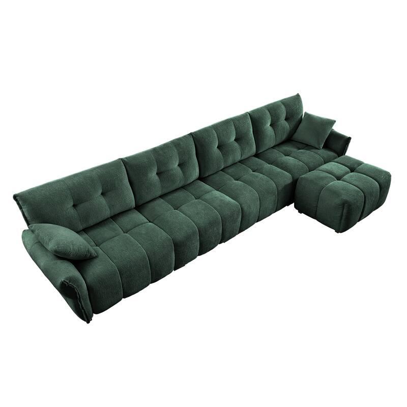 4-Seater U-Shaped Modular Sofa with 1 Ottomans & Pillows