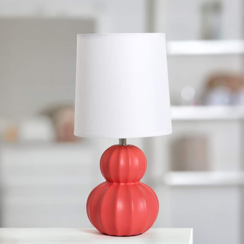 Double Gourd Ceramic Table Lamp with Fabric Shade - 6 x 6 x 13 in. (L x W x H)