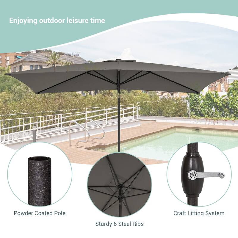 AOOLIMICS 10×6.5FT Rectangular Patio Umbrella with UV Protection, Easy Tilt, and Wind-Resistant Features
