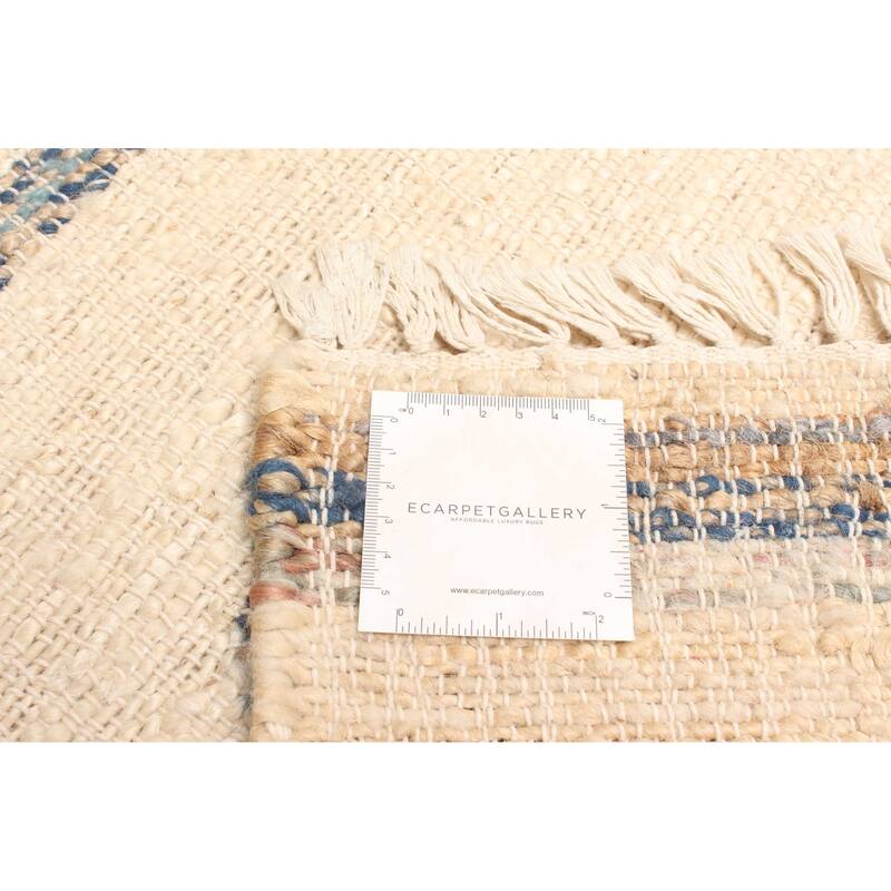 ECARPETGALLERY Flat-Weave Palas Denizli Cream Jute Kilim - 5'9 x 7'6