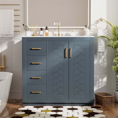 36'' Bathroom Vanity with Ceramic Sink Combo