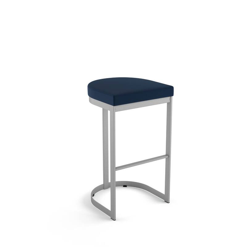 Amisco Lester Counter and Bar Stool - Blue Polyurethane / Silver Grey Metal - Bar Height