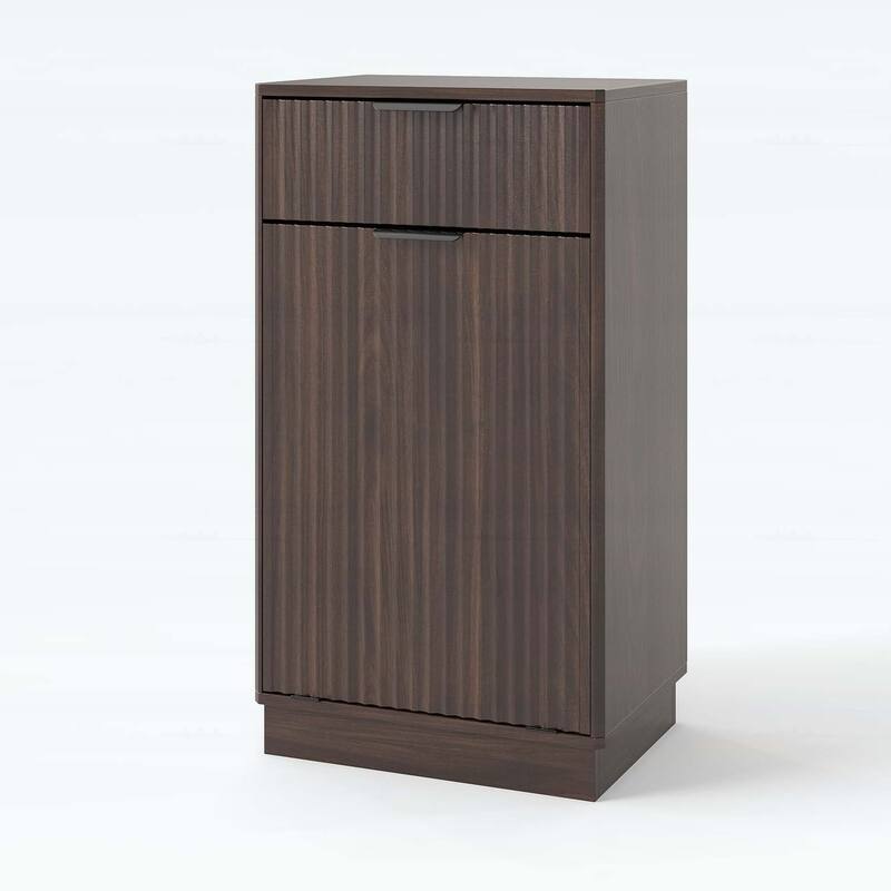 Tilt-Out Trash Can Cabinet with Wave-Textured Hideaway Drawer and Pull-Out Bin,Multipurpose Living Room
