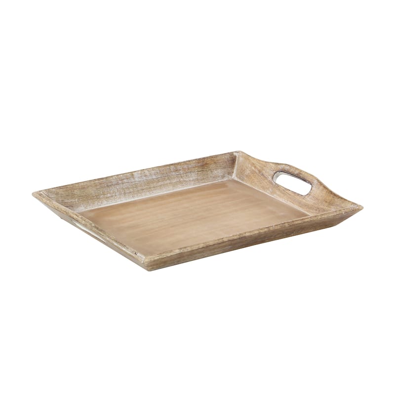 Wooden Tray - Set of 2 Brown - Roche River Decor - 14"W x 18"L x 3"H