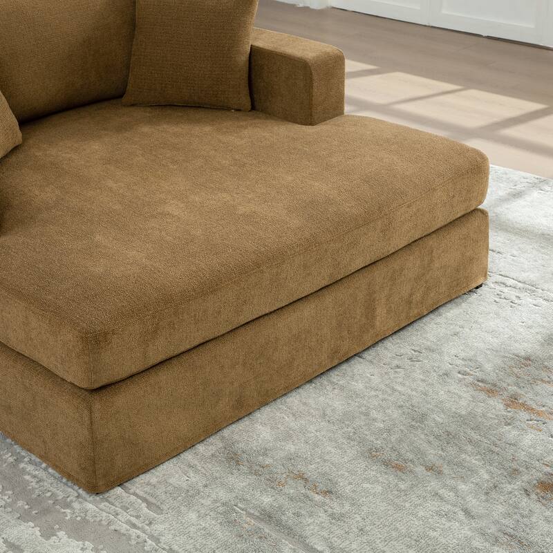 56.3" Wide Extra Large Chenille Sofa Bed, Sturdy Metal Legs, Strong Load-Bearing for Living Room, Bedroom, Apartment