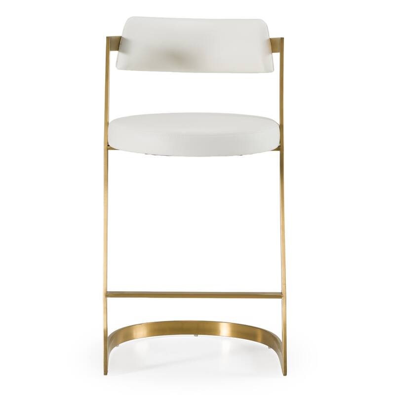 Modrest Shandra White Faux Leather & Gold Counter Stool